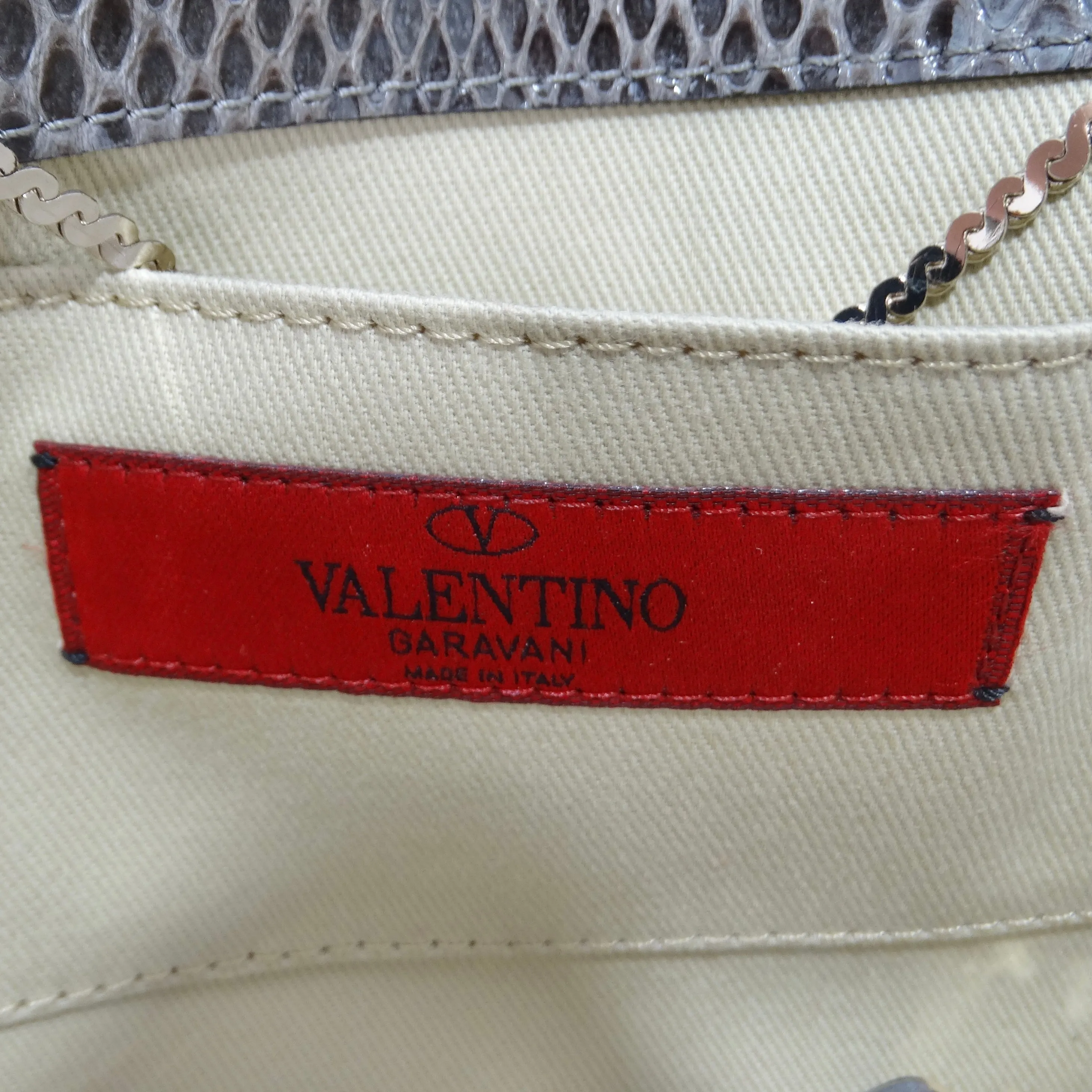 Valentino Exotic Snakeskin Fold Over Handbag