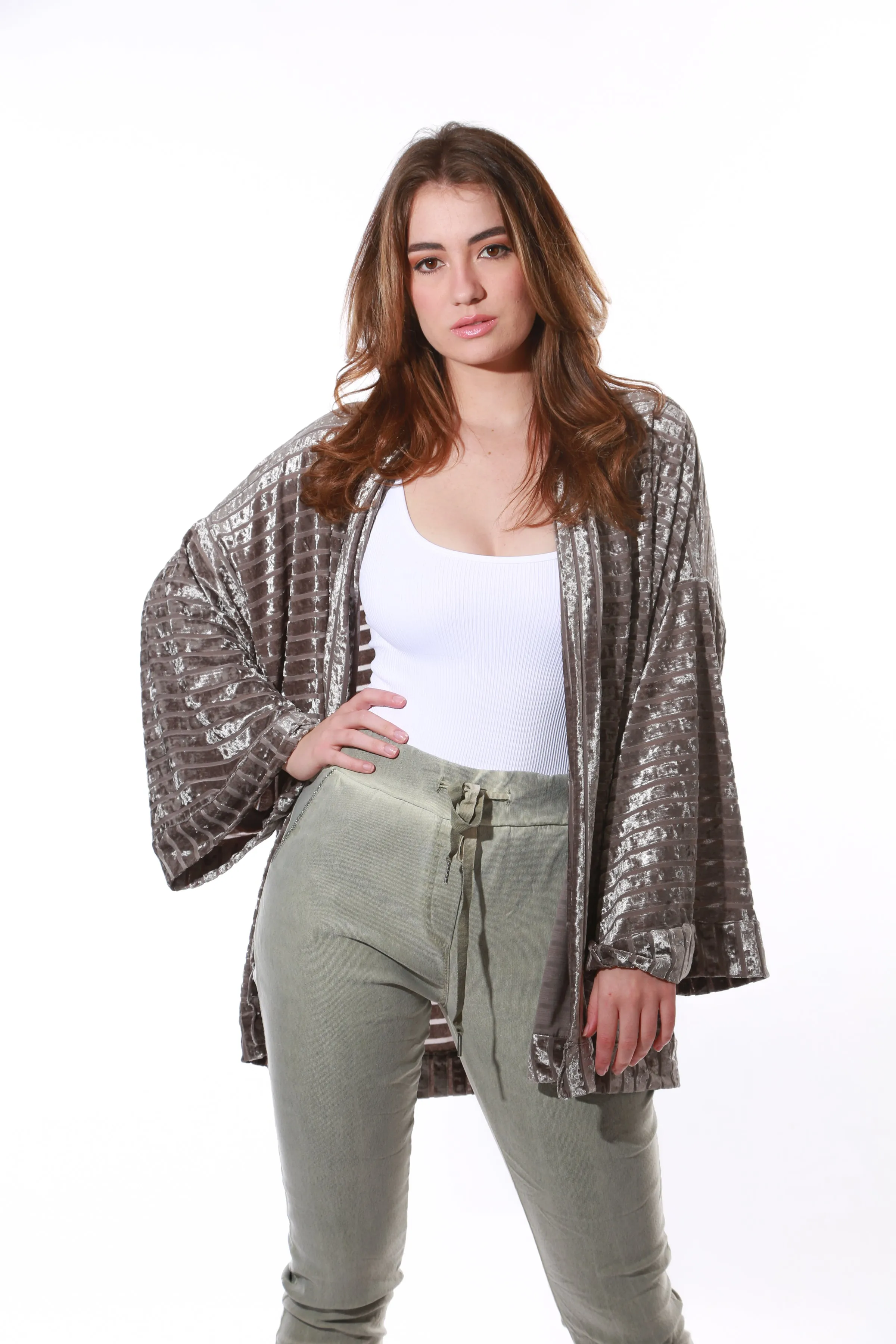 Velvet Devore kimono- Grey