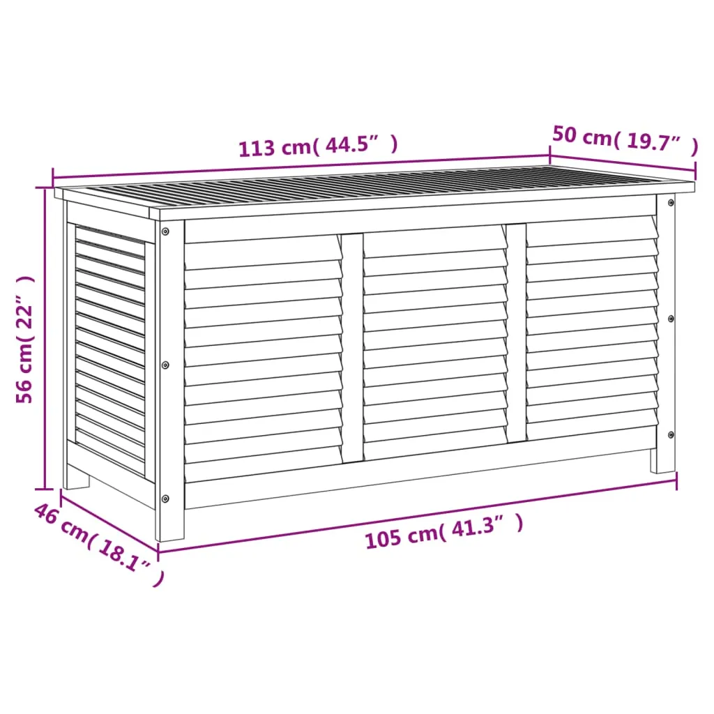 vidaXL Garden Storage Box with Louver 113x50x56 cm Solid Wood Acacia