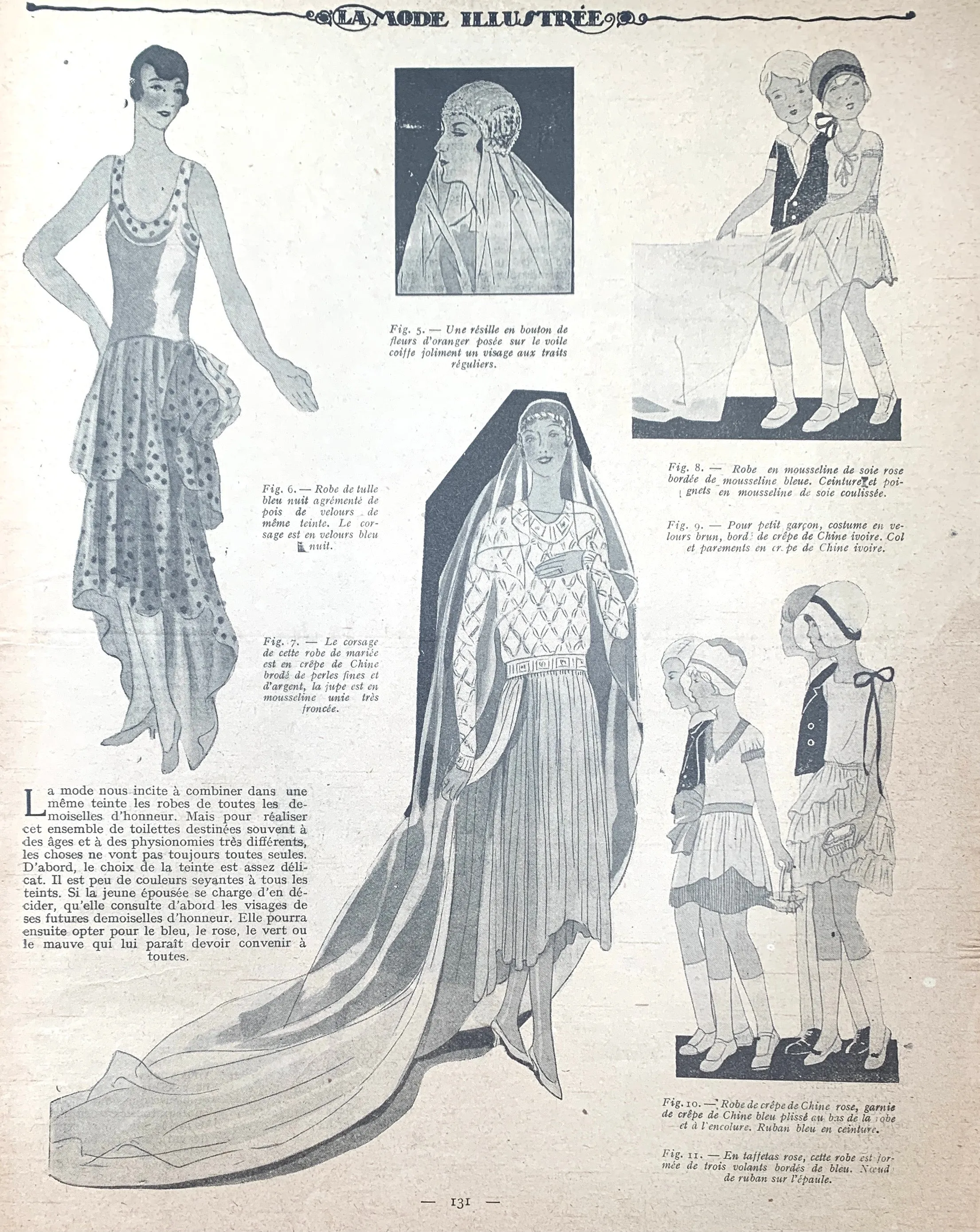 Wedding Dresses in Feb 1929 French Fashion Paper La Mode Illustree