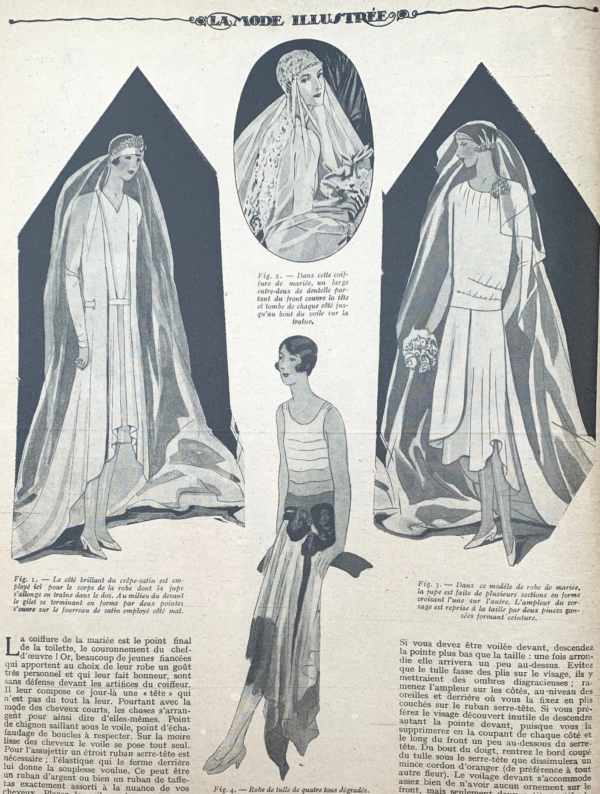 Wedding Dresses in Feb 1929 French Fashion Paper La Mode Illustree