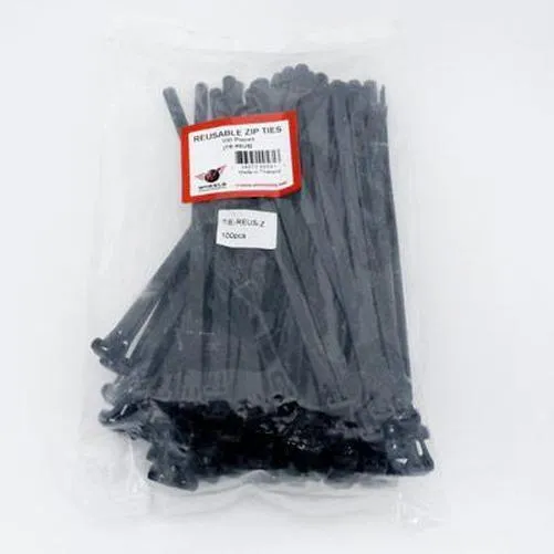 WHEELS Mfg Zip Ties 100 Pack Black 7.4Mm