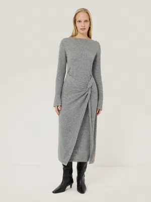 Wool Cashmere Blend Knot Dress | Grey